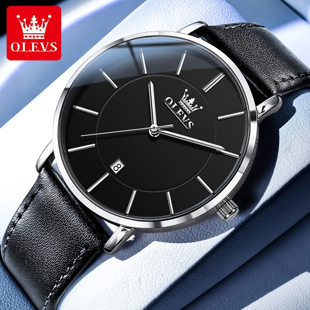 OLEVS Ultra Thin 6.5mm Top Original Quartz Watch for Men Minimalist Fashion Luxury Brand Waterproof Men's Watches 5869