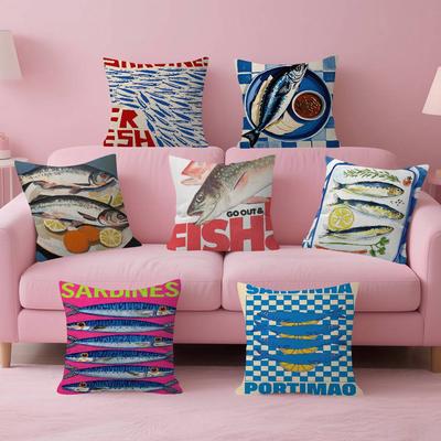 Sardines Pillow Covers Cartoon Sofa Decorative Home Doublesided Printing Short Plush Cute Cushion Cover