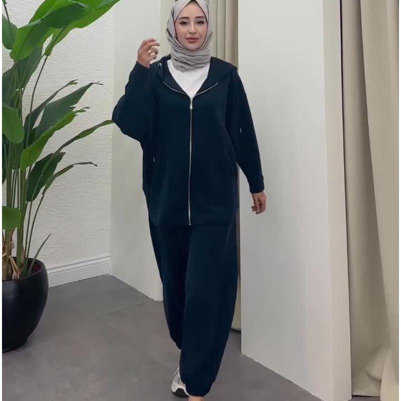 2024 Autumn Women's Solid Color Hooded Sweatshirt and Casual Pants Two-Piece Set.