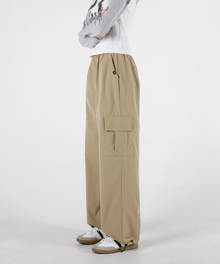 UMM Women'S Rustling Wide Cargo Elastic Waist Pants Adjustable Hem 3 Colors