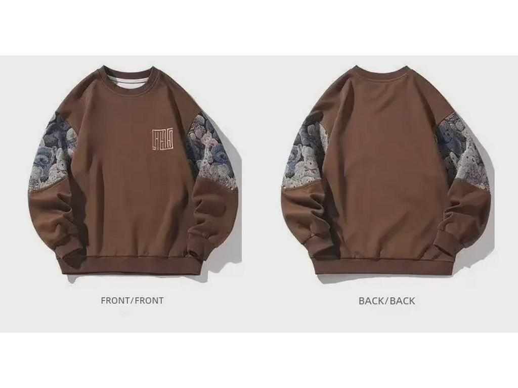 Men's Oversized Fleece Sweatshirt - Large Size, Casual, Hoodless, Autumn & Winter Wear
