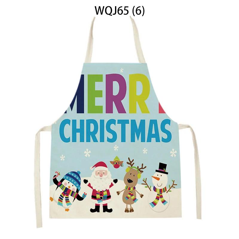 Christmas Apron Snowflake Tree Kitchen Apron Santa Claus Elk Snowman Print Aprons Dinner Party Cooking Apron Baking Accessories