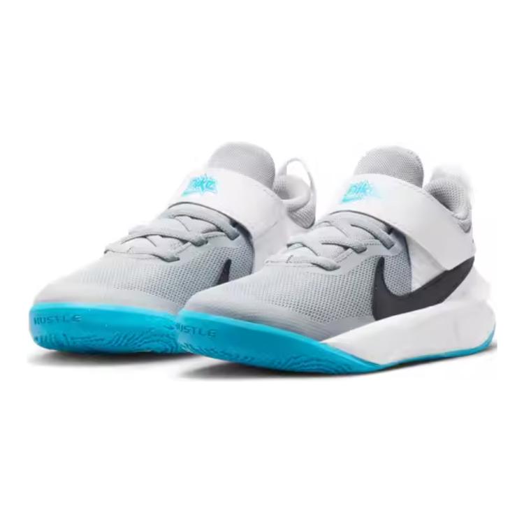 Nike Team Hustle D 10 Grey Blue Lightning (PS) Kids Sneakers White Wolf-Grey Black CW6736-104