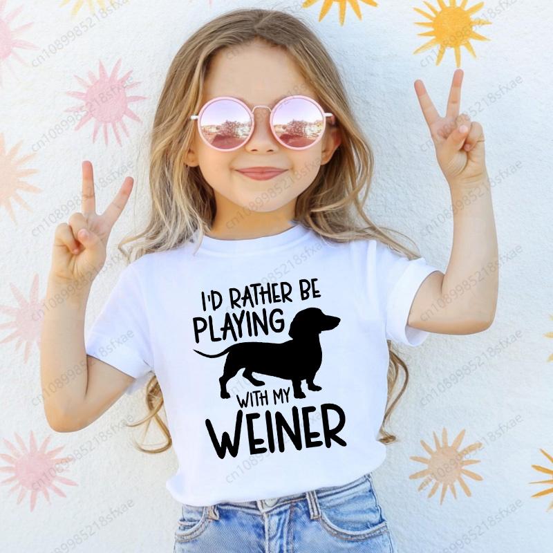 Dachshund Cute Dog Pattern Print T-Shirt Fun for Boys and Girls