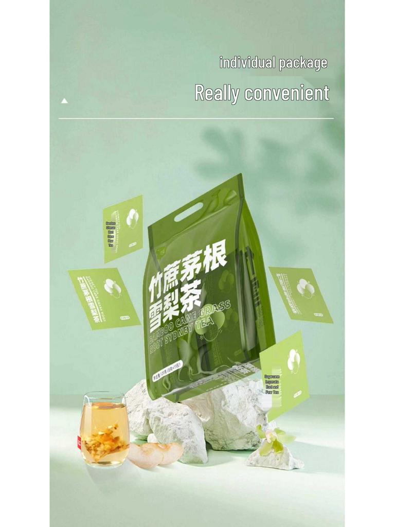 Bamboo Cane & Imperata Pear Tea: Children's Cooling Tea with Sugarcane Sweet Water & Water Chestnut - Fruit Flower Health Drink.