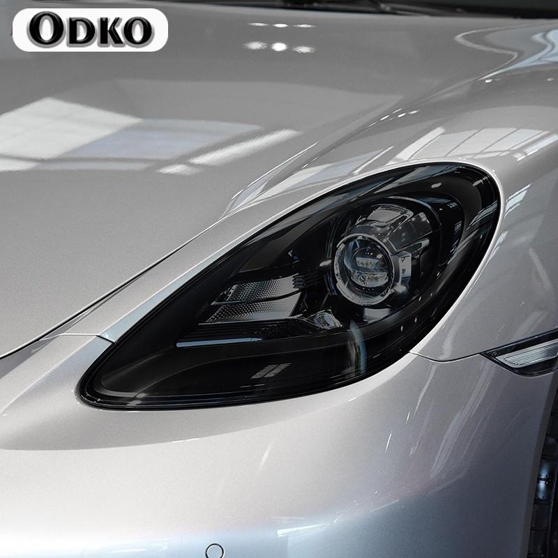 Car Headlight Protective Film Taillight Smoked Black Tint Wrap Vinyl Transparent TPU Sticker For Porsche 718 Boxster Cayman GTS