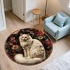 Vintage Cat pattern round rug,Carpet Rug for Living Room Bedroom Sofa Playroom Decor,Non-slip Floor Mat,Holiday Gifts and Birthday Gifts.