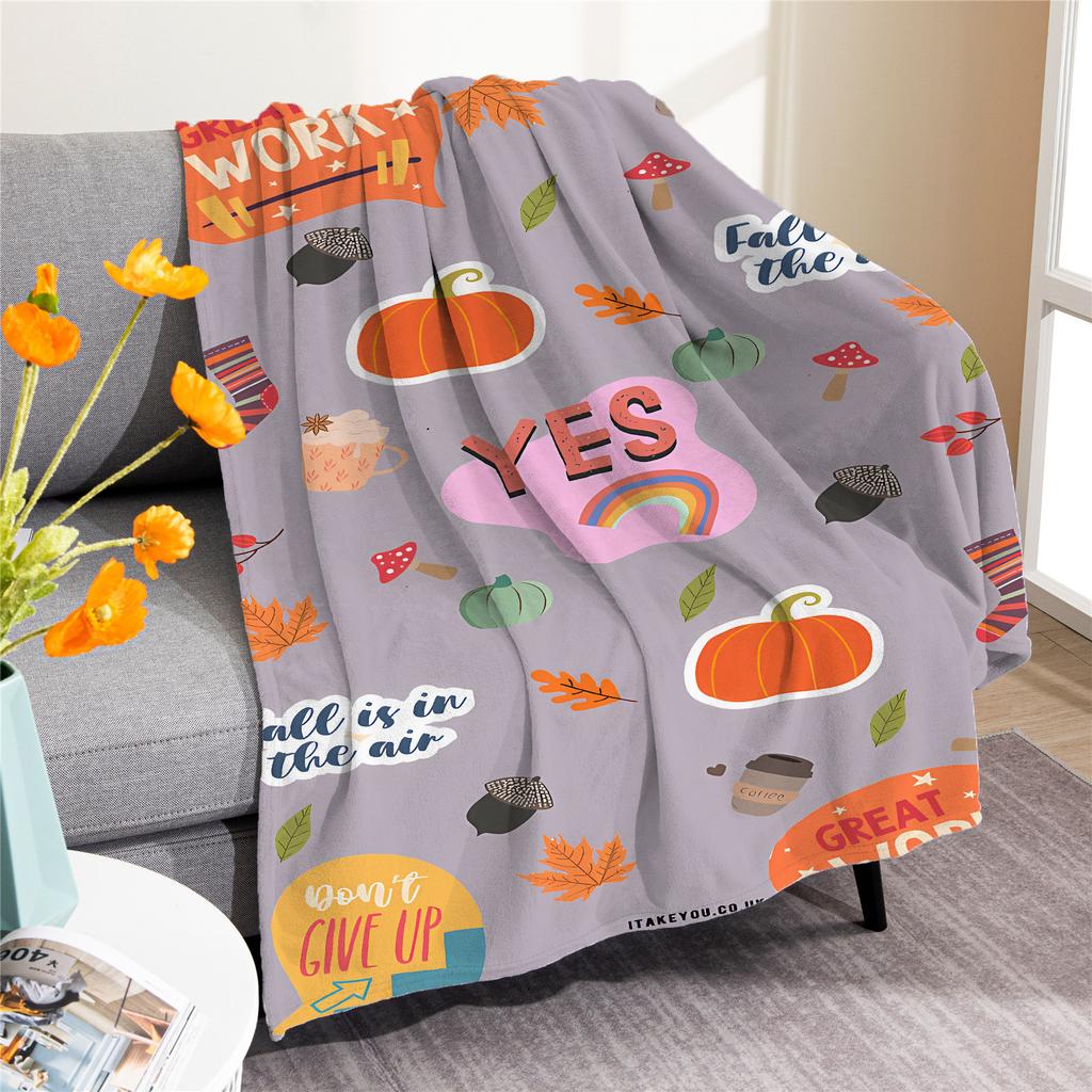 Halloween pumpkin digitalprinted polyester Bedroom velvet flannel soft sofa cover blanket Fleece soft sofa cover blankets