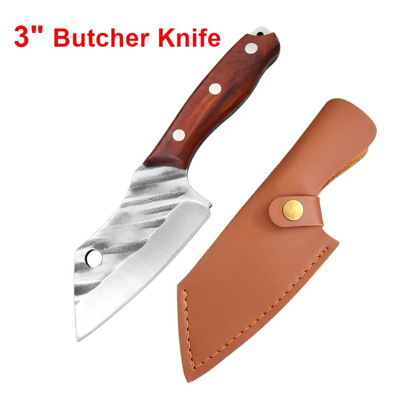Hand Forged Pocket Knife Meat Vegetable Fruit Kitchen Knives Wood Handle Butcher Boning Knife Chef Slicing Knife Stainless Steel