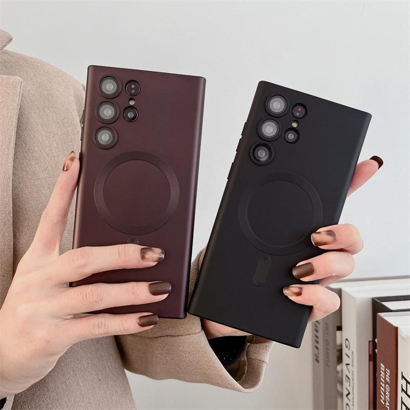 Wireless Charge Magnetic Phone Case With Lens Protection For Samsung S21 Ultra