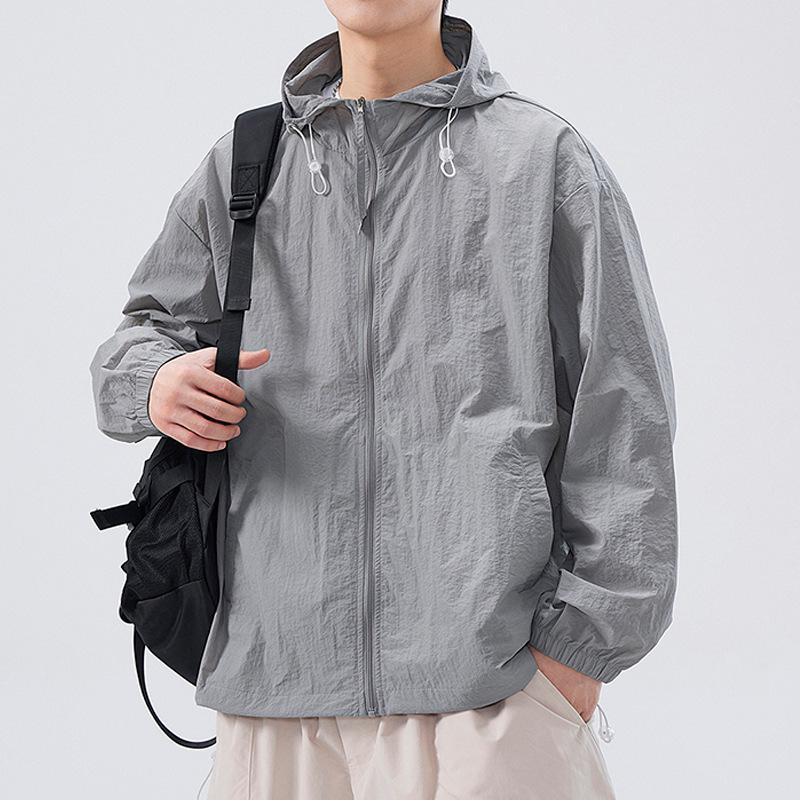 Ice Silk UPF 50+ Men's Sun Protection Coat Breathable Lightweight Summer Quick Dry UV Protect Outdoor Hoodie for Hiking Fishing