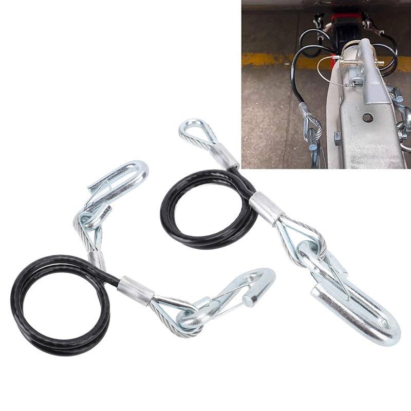 Trailer Safety Towing Cable With S Hook 3500lbs Load Bearing 27.6in Maximum Extension Length Spring Towing Rope For RV