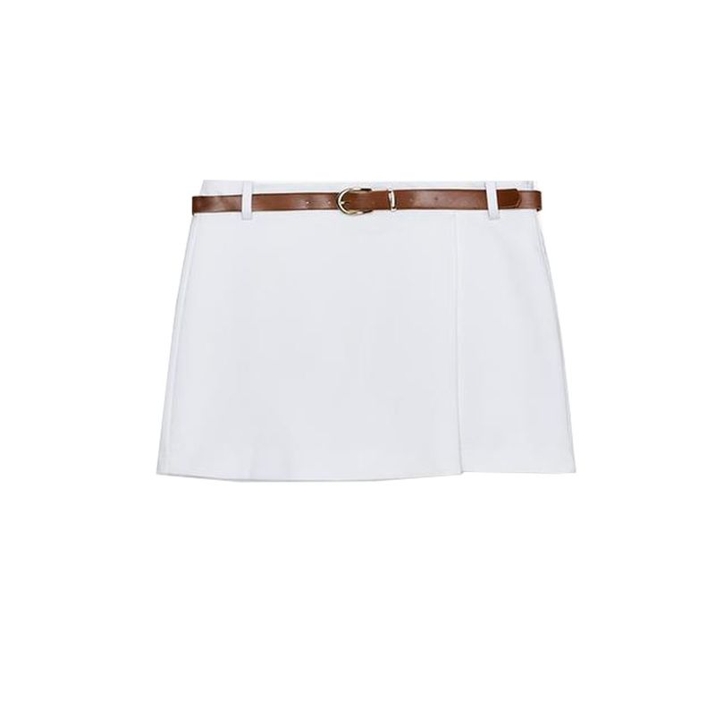 

Autumn New Women s Clothing French Style Design Short High Waist Loose Double Breasted with Belt Culottes 1608220 Ground White L