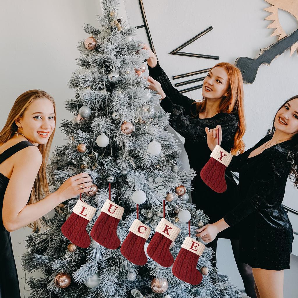 Cute Christmas Knitted Wool Stockings - Festive Tree Ornaments and Decorative Props