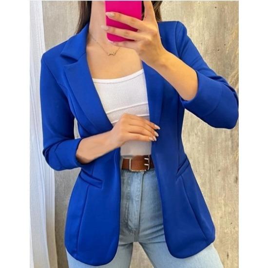IHUASU Autumn Solid Color Simple Long Sleeve Suit Collar Coat for Women Jackets & Coats