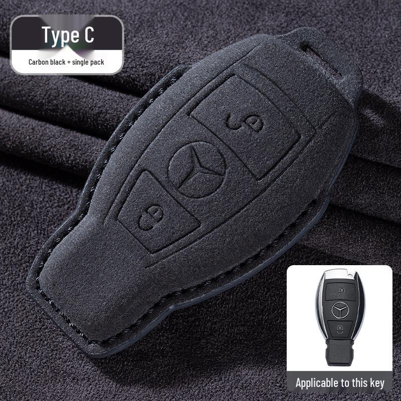 Mercedes-Benz E300L/GLC260/E260L Key Cover with Full Suede and Buckle - Men's Interior Decoration