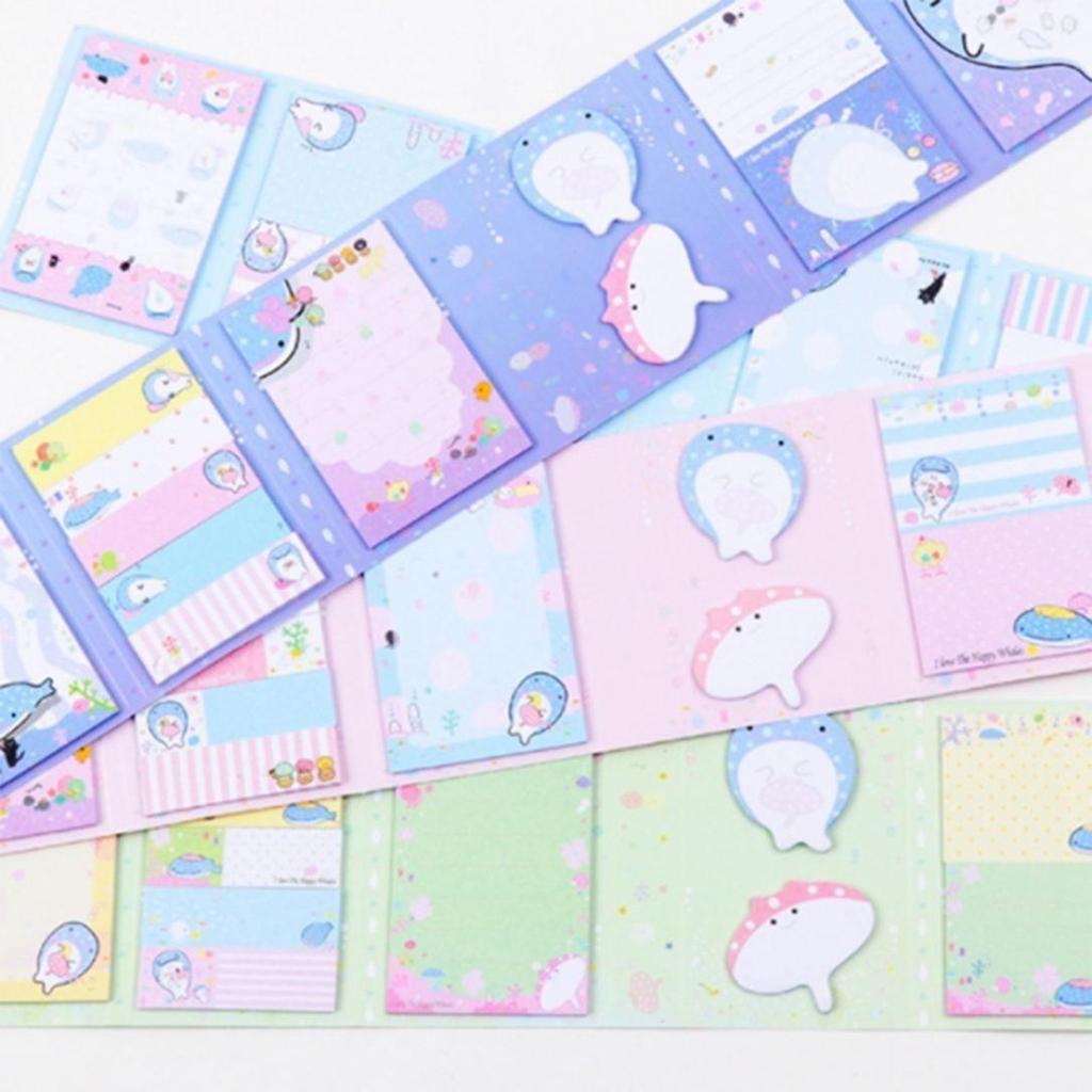 Cute Bookmark Gift Whale Foldable Sticky Notes Memo Paper Sticker