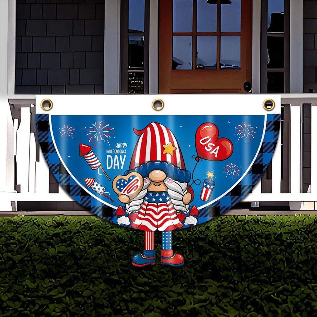 Independence Day Half Circle Flag Cartoon Dwarf Outdoor Decoration With Feet