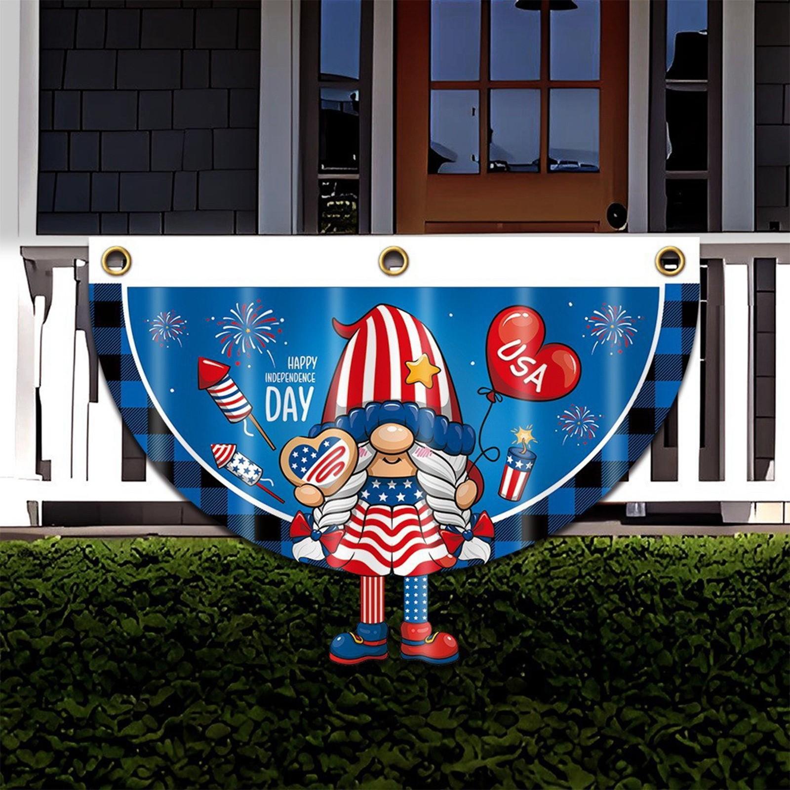 

День независимости полукруглый флаг мультфильм гном наружное украшение с ногами One Size