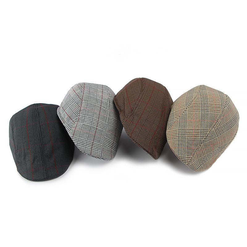 Men's British Vintage Beret Spring Summer Plaid Cap Short-Brimmed Hat Newsboy Hat Gatsby Painters Hats Flat Cap