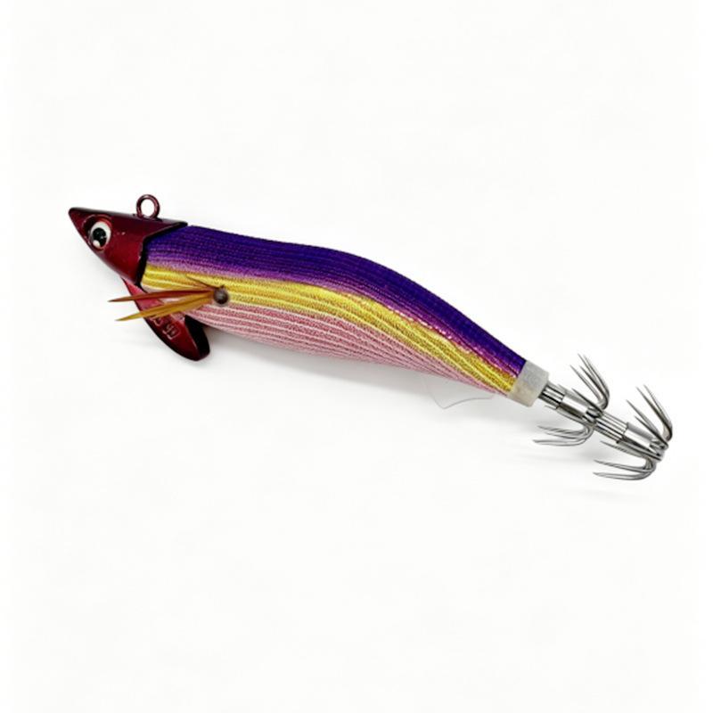 Bionic Luminous Squid Jig Hooks Lead Head Wood Shrimp Egi Lures High Penetration for Octopus Cuttlefish Sea Fishing