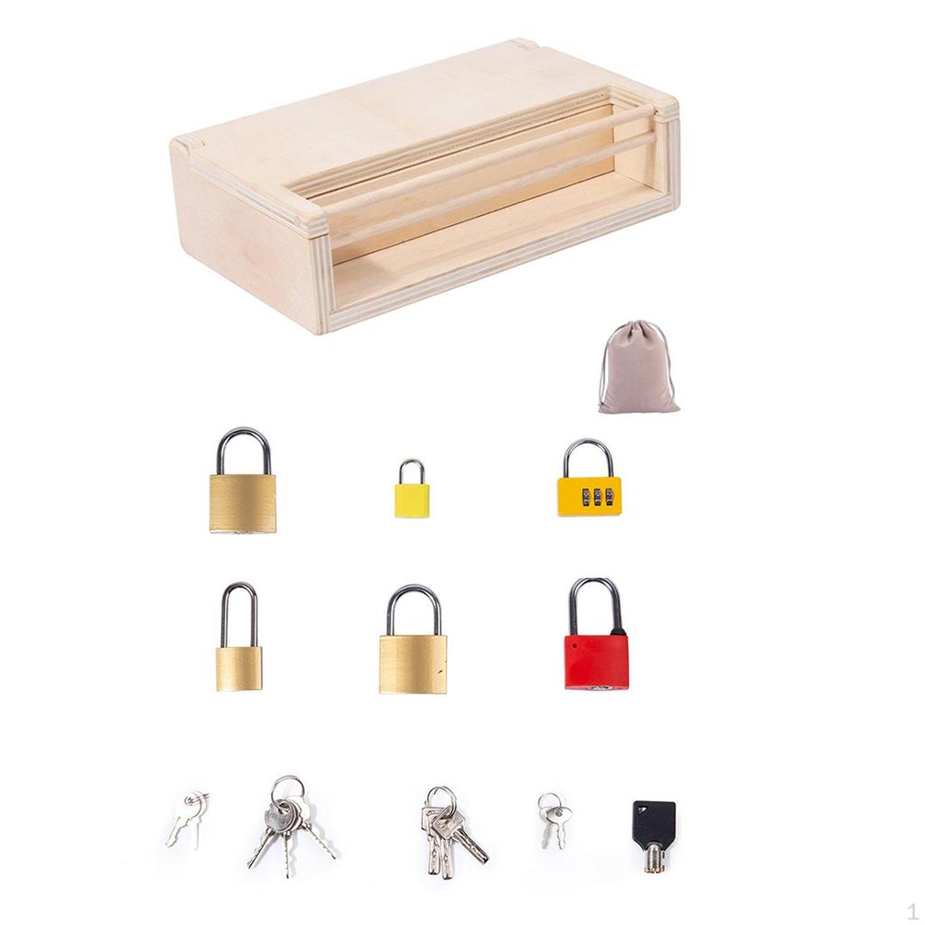 Montessori Lock and Key Toy Set Wooden Materials Preschool Learning Educational