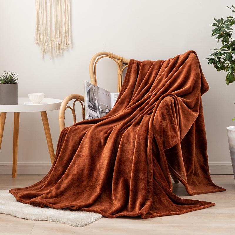 Solid Color Flannel Blanket - Cozy Air Conditioning or Office Nap Blanket