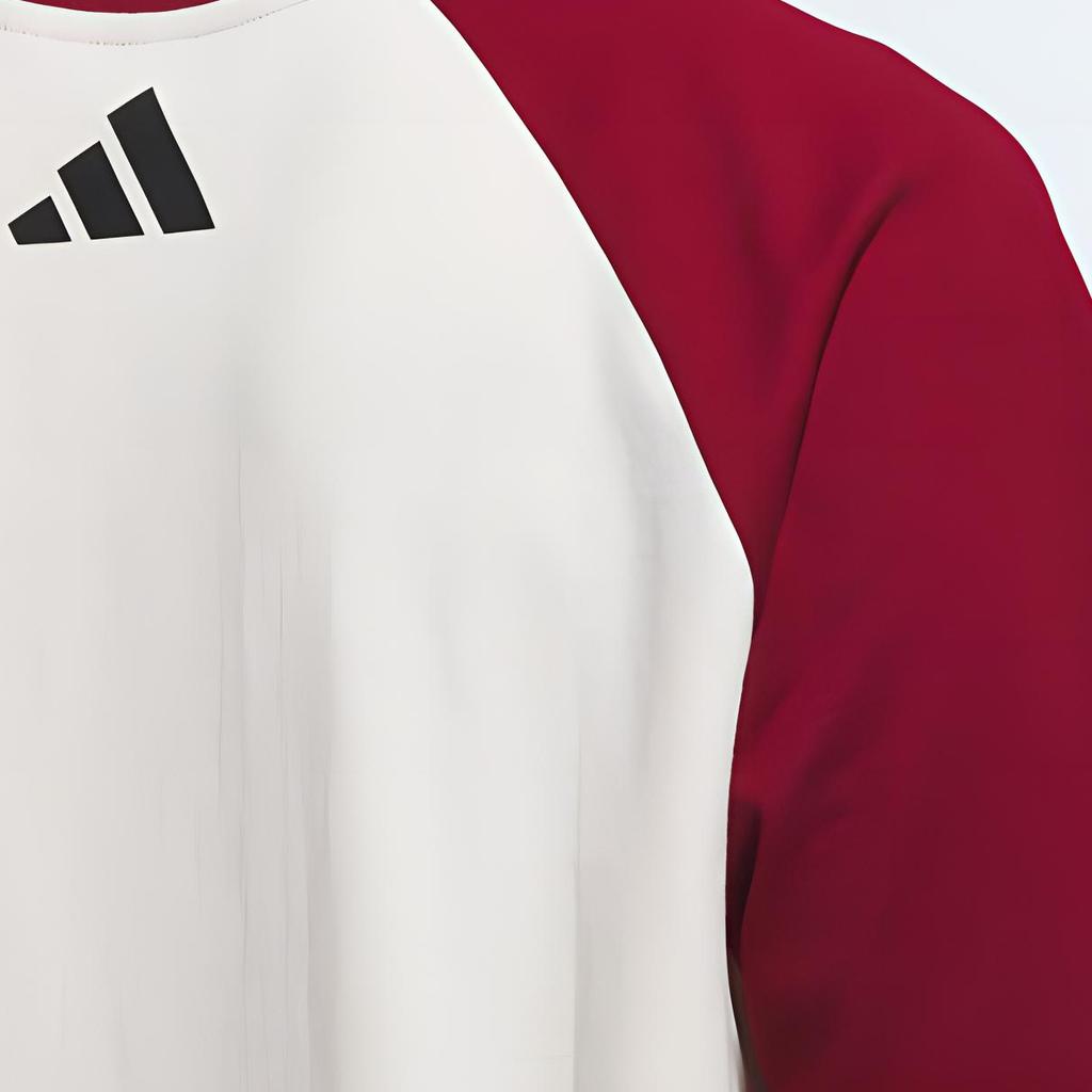 Adidas SS25 Casual Comfortable Soft Round Neck Raglan Short Sleeve T-Shirt Unisex T-Shirts White Red JZ0119
