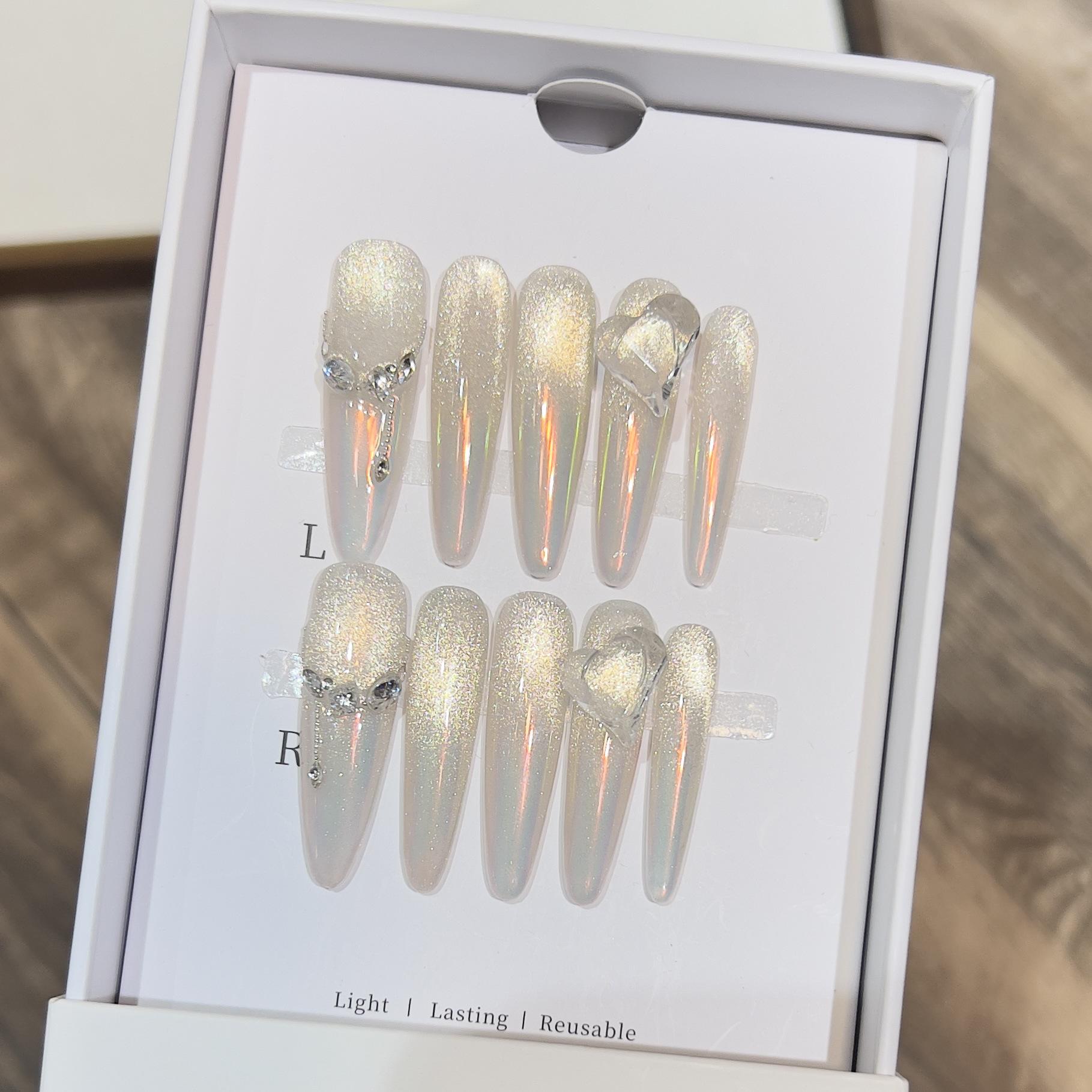 

Midnight Elf Aurora Diamond Cat Eye Press-On Nails Extra Small XS