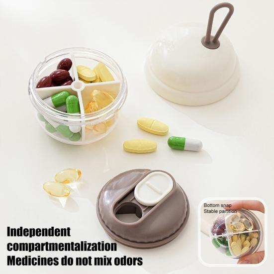 Mini Pill Storage Box with 4 Compartments Clear Visible Portable Travel Pill Case Medication