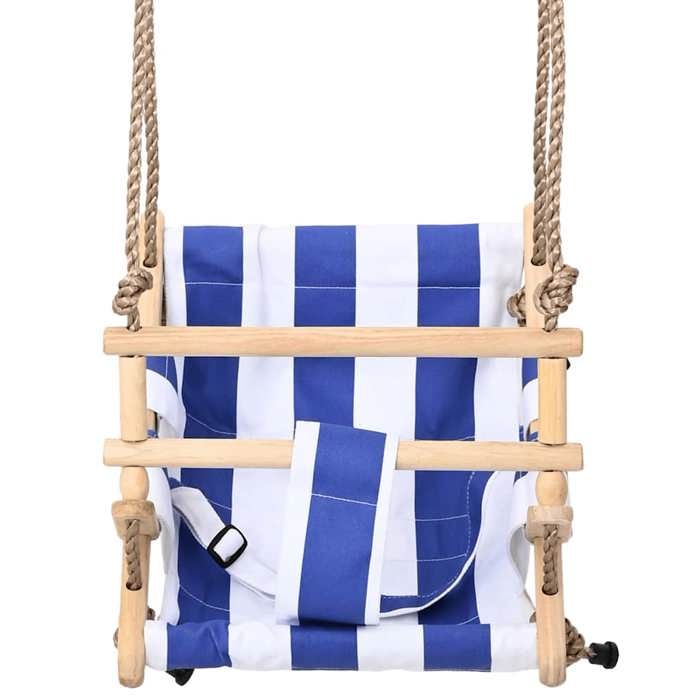 VidaXL Balançoire pour bébé avec ceinture de sécurité Coton Bois Bleu