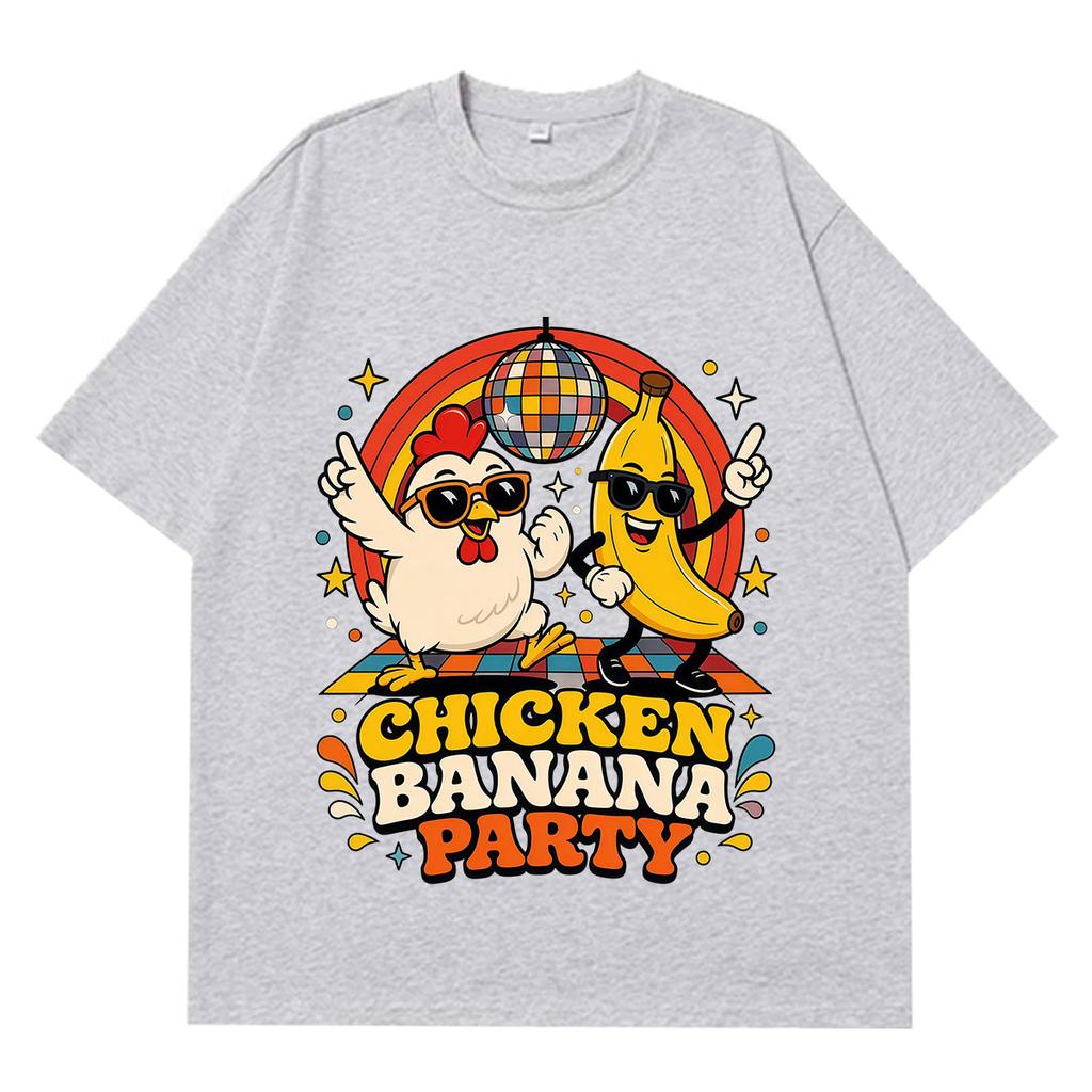 Chicken Banana Party Funny Meme T Shirt Unisex Unisex Fashion Clothing Tshirts Summer Shortsleeved Loose Casual Cotton Tshirts