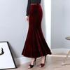 Women S High Waist Midi Fishtail Skirt Plus Size Velvet Long Skirt