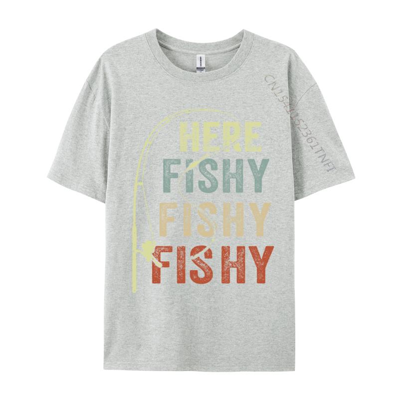 Fishing Here Fishy Funny Geek Normal Man T Shirt Discount Plain Cotton Tops Shirt Print Sweatshirts Wholesale