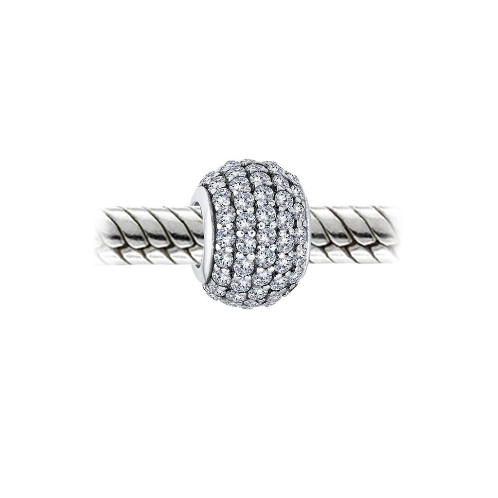 Funkelnde Kuppel Klare Weiße Kristall Spacer Stopper Fassperlen Charms für Frauen Teenager Sterlingsilber Passend für Europäische Armbänder .925