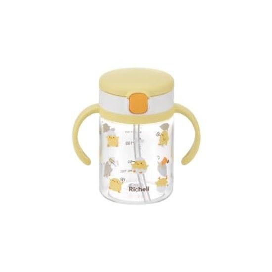 Richell Acryia On-the-Go Straw Mug KN Light Yellow 200ml Training from around 7 months leak-proof