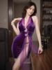 Sexy Pure Desire Sexy Backless Uniform Small Chest Purple Cheongsam Dress Elegant Purple Sweet Mini Dress 2025 New Sweet 85Ie