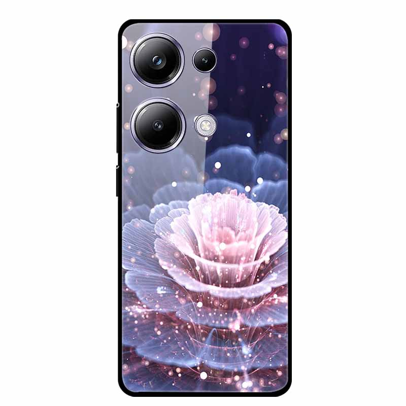 Glass Back Cover For Poco M6 Pro 4G Case M 6 M6Pro Hard Tempered Glass Case For Xiaomi Redmi Note 13 Pro Phone Case Soft Bumper