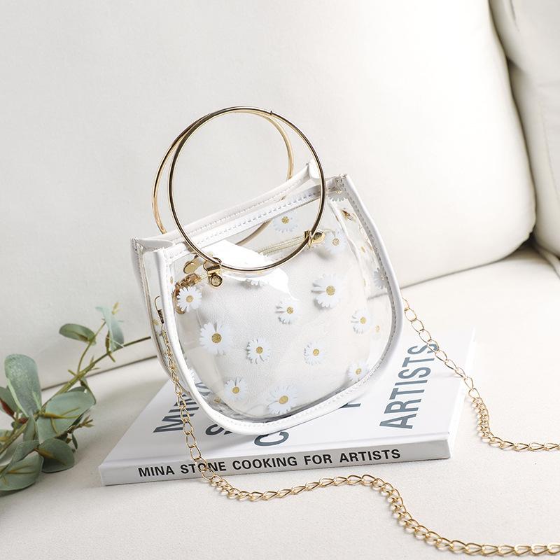

Summer and autumn new fashion texture small daisy print jelly bag single shoulder oblique span women s bag women s bag