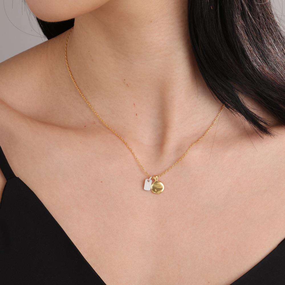 Minimalist Gold & Silver Geometric Necklace - High-End Retro Choker for Women