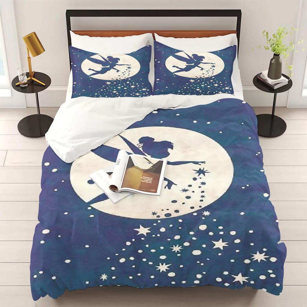Elf Cartoon Tinkerbell Bettbezug Bettwäsche Set 100% Polyester Niedlich Bedruckt Hautfreundlich Atmungsaktiv Heimtextilien Anime