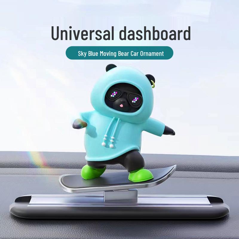 

Car Ornament: Animated Bear Doll on Skateboard for Dashboard Decoration