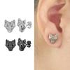 1 Pair Gothic Viking Rune Stud Earrings For Women/Men Stainless Steel Cubic Zirconia Rock Punk Piercing Jewelry