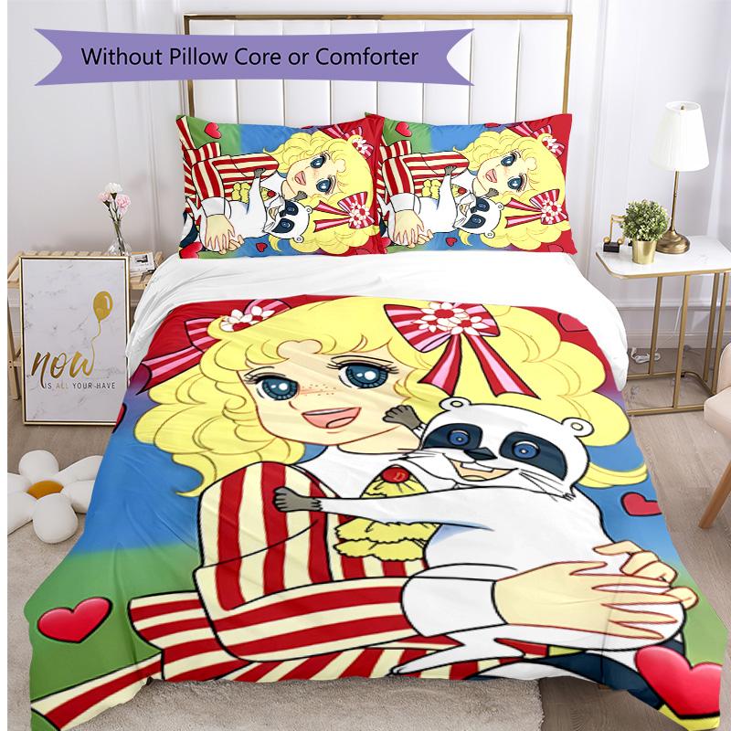 Candy Candy Beddengoed Set 3 Delen Zacht Ademend Dekbedovertrek Kussenslopen Set Wasbaar Slaapkamer Decoratie Huiscadeau