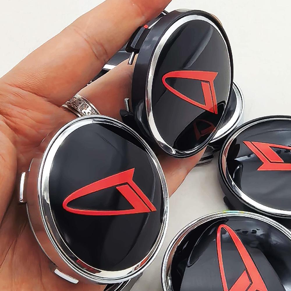 4Pcs 60mm Universal Car Wheel Center Hub Caps Black Red Sport Logo Chrome Rim Badge Emblem Dustproof Auto Tuning Accessories