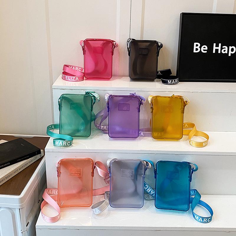 Fashionable PVC Messenger Bag Transparent Shoulder Bag Waterproof Square Bag Handbag Phone Bag Women Lipstick Key Storage Bag