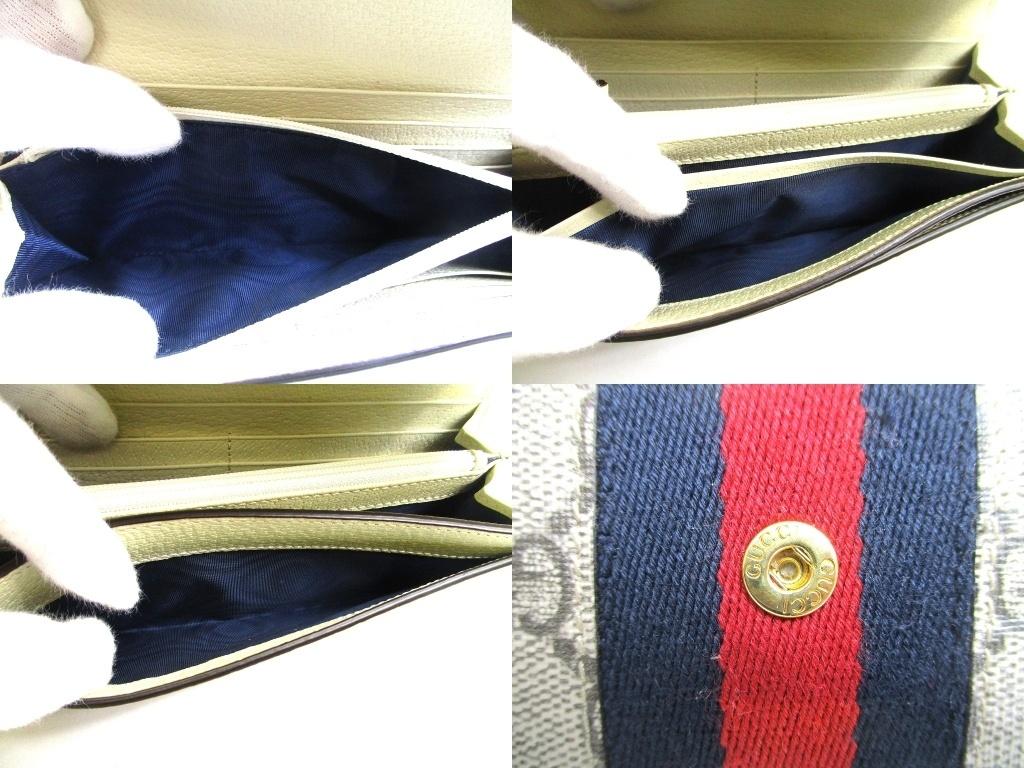 Authentic GUCCI GG Ophidia White Leather Web Strip Continental Wallet #b142  Open box