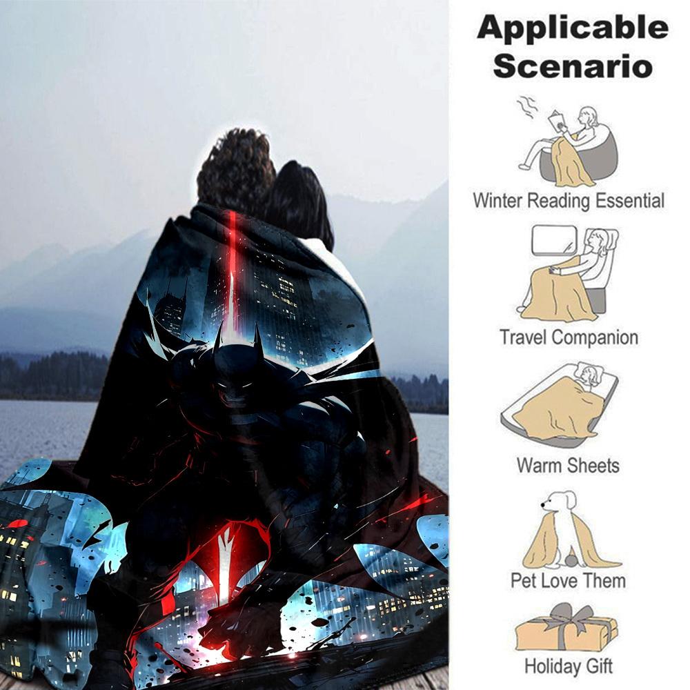1pc Batman Night Cityscape Flannel Blanket Soft Warm Throw for Home, Office, Travel, All-Season Cozy Bedding GiftL1264