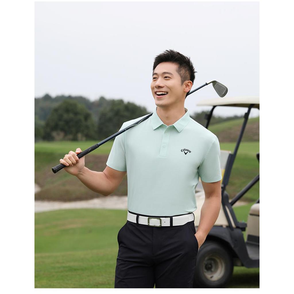 Callaway 2025 Summer Summer Embroidered Golf Business Leisure Sports Style Water Ripple Solid Color Polo Shirt