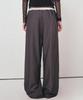 Nigaennikol Stripe Layered Pintuck Slacks_Charcoal
